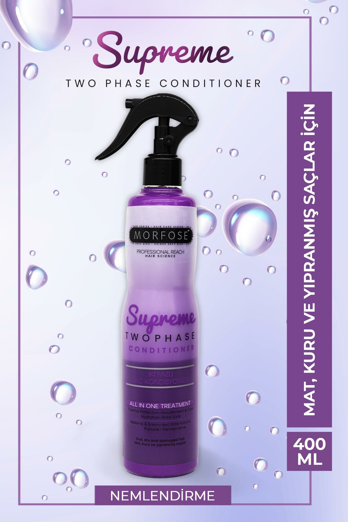 Morfose Çift Fazlı Supreme Fön Suyu 400 ml - Mat, Yuru ve Yıpranmış Saçlar
