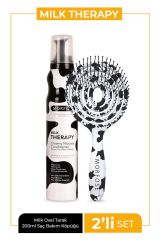 Milk Therapy Üç Boyutlu Oval Saç Fırçası + Milk Therapy Saç Köpüğü 200 ml