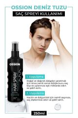 Ossion Deniz Tuzu Saç Spreyi 250 ml- Mat Görünüm, Doğal Dalgalar ve Isıya Karşı Koruma