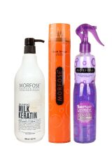 Morfose Milk Keratin Sütü Şampuanı 3'lü Keratin Bakım ve Şekillendirme Seti